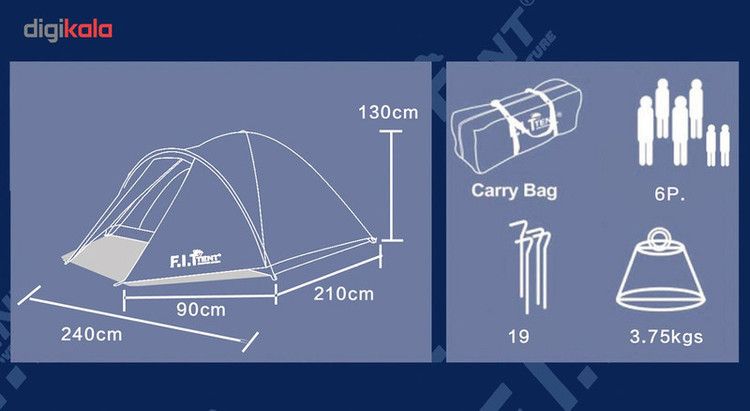 چادر مسافرتی 6 نفره اف آی تی تنت مدل Double Roof T16