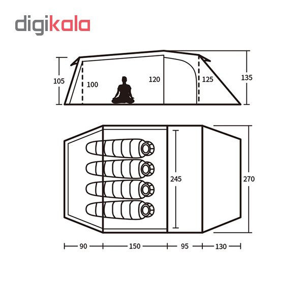 چادر مسافرتی سه نفره نیچرهایک مدل Opalus 210T Tunnel