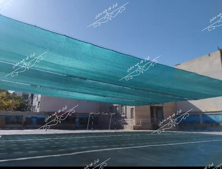 توری شید سایبان سبز ۹۰ درصد ابعاد ۷ در ۴ دوردوزی شده
